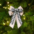 thumbnail image 2 of Christmas Tree Topper - Buffalo Plaid Red Black Burlap Decorative Bow - Rustic Farmhouse  Decorations Home Decor - Handmade, 2 of 7