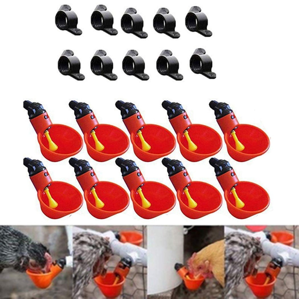 10X Automatic Bird Coop Poultry Fowl Drinker Drinking Cups Chicken Water Feeder 