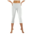 thumbnail image 3 of GEWSEY Women's Lightweight Soft Capri Leggings Crop Leggings 3/4 Stretch Yoga Pants (White, XXL), 3 of 6