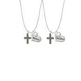 thumbnail image 2 of Delight Jewelry Stainless Steel 5/8" Cross - Mother & Daughter Heart Necklaces (Set of 2), 19"+2", 2 of 4