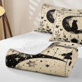 thumbnail image 4 of Erosebridal Boho Black Cat Moon Bed Spread Queen, Spooky Floral Butterfly Queen Coverlet Set for Boys Girls, Beige Black, 3pcs 1 Quilt and 2 Pillowcases, 4 of 7