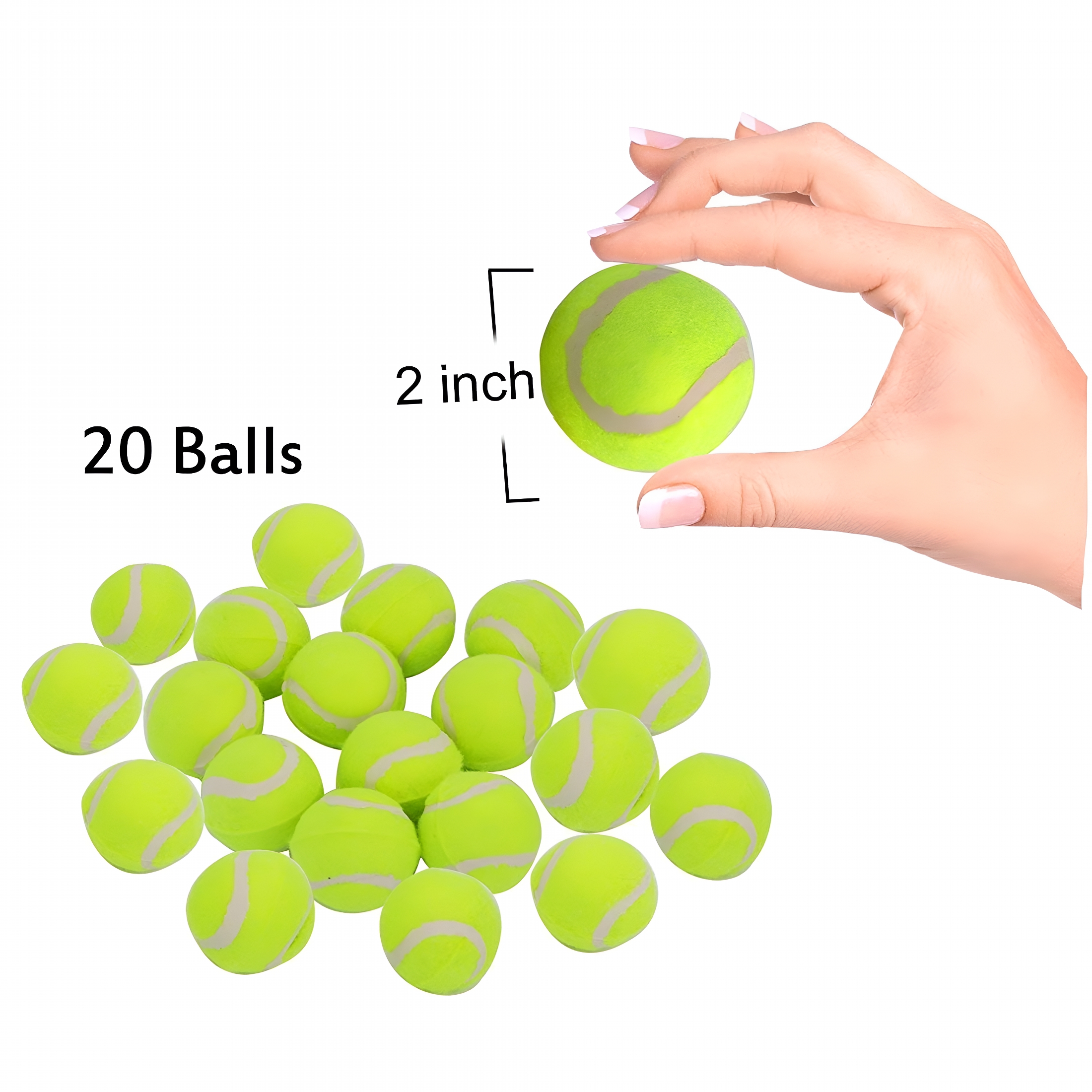 ACDANC 2 inches Tennis Ball Suitable for Small Automatic Ball Thrower Dog Fetching Ball Game, 20 Packs
