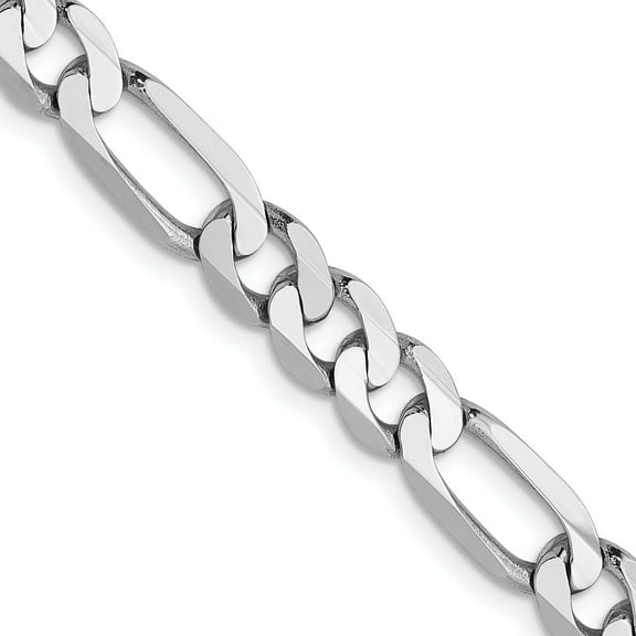 14k White Gold 6.0mm Flat Figaro Chain