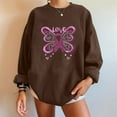 thumbnail image 2 of Fartey Oversized Crewneck Sweatshirt for Women Breast Cancer Awareness Long Sleeve Pullover Tops Cute Pink Ribbon Love Graphic Sweatshirts Coffee XL, 2 of 5