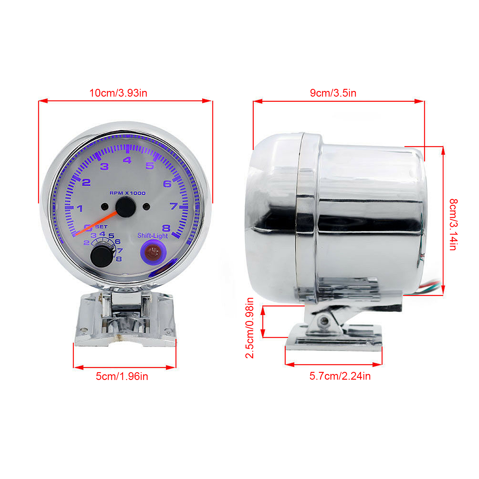 Garosa Revolution Meter,Tachometer 3.75in 0‑8000 RPM Color Background  Lights for 4/6/8 Cylinder 12V Gasoline‑Powered Vehicles