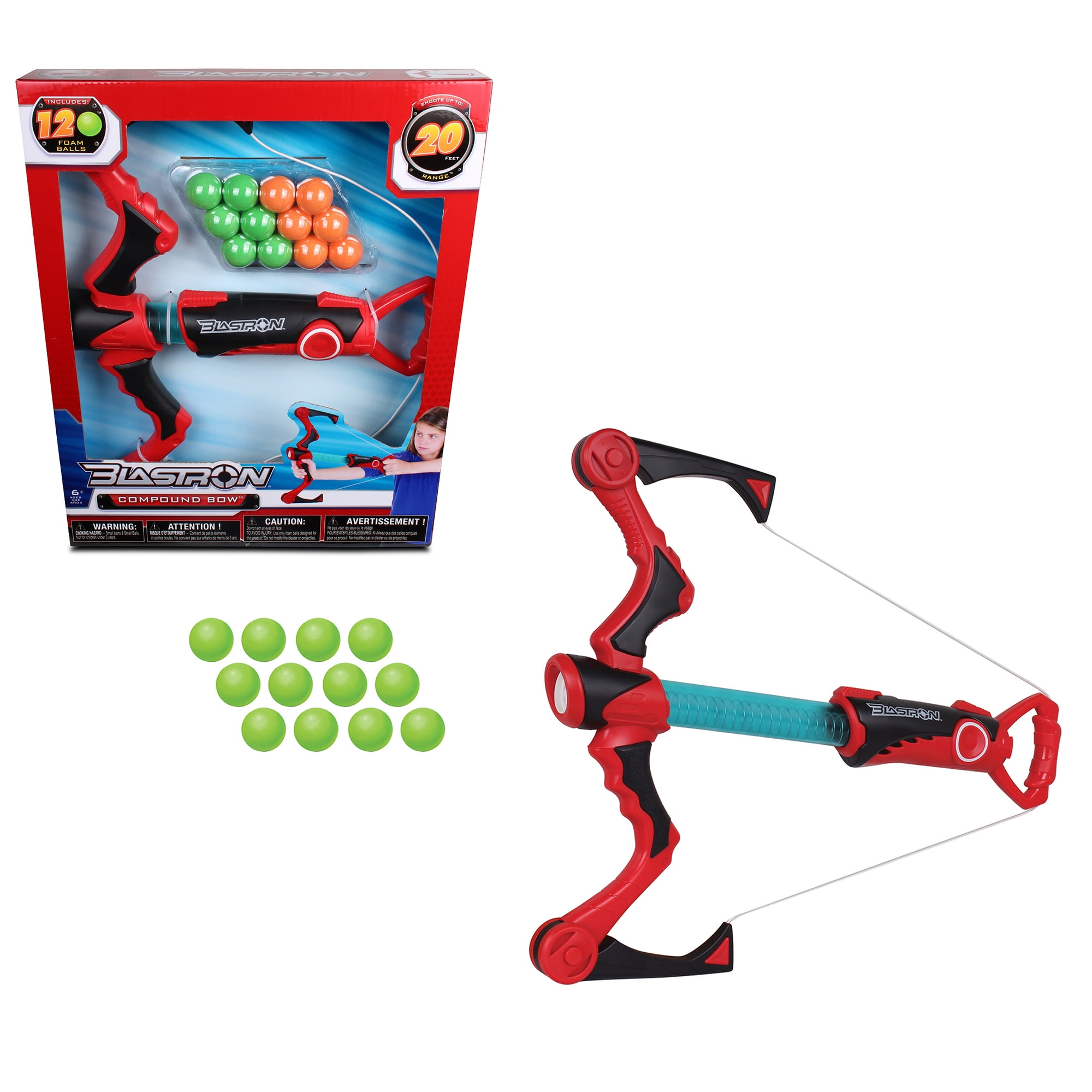NKOK Blastron CannonBall Blaster: Compound Bow -  22"L 3844, Includes 12 Lightweight Foam Balls, Toy Shoots Up To 20 Feet, Children’s Blaster, Pump Action & Sight, For Kids Ages 6+