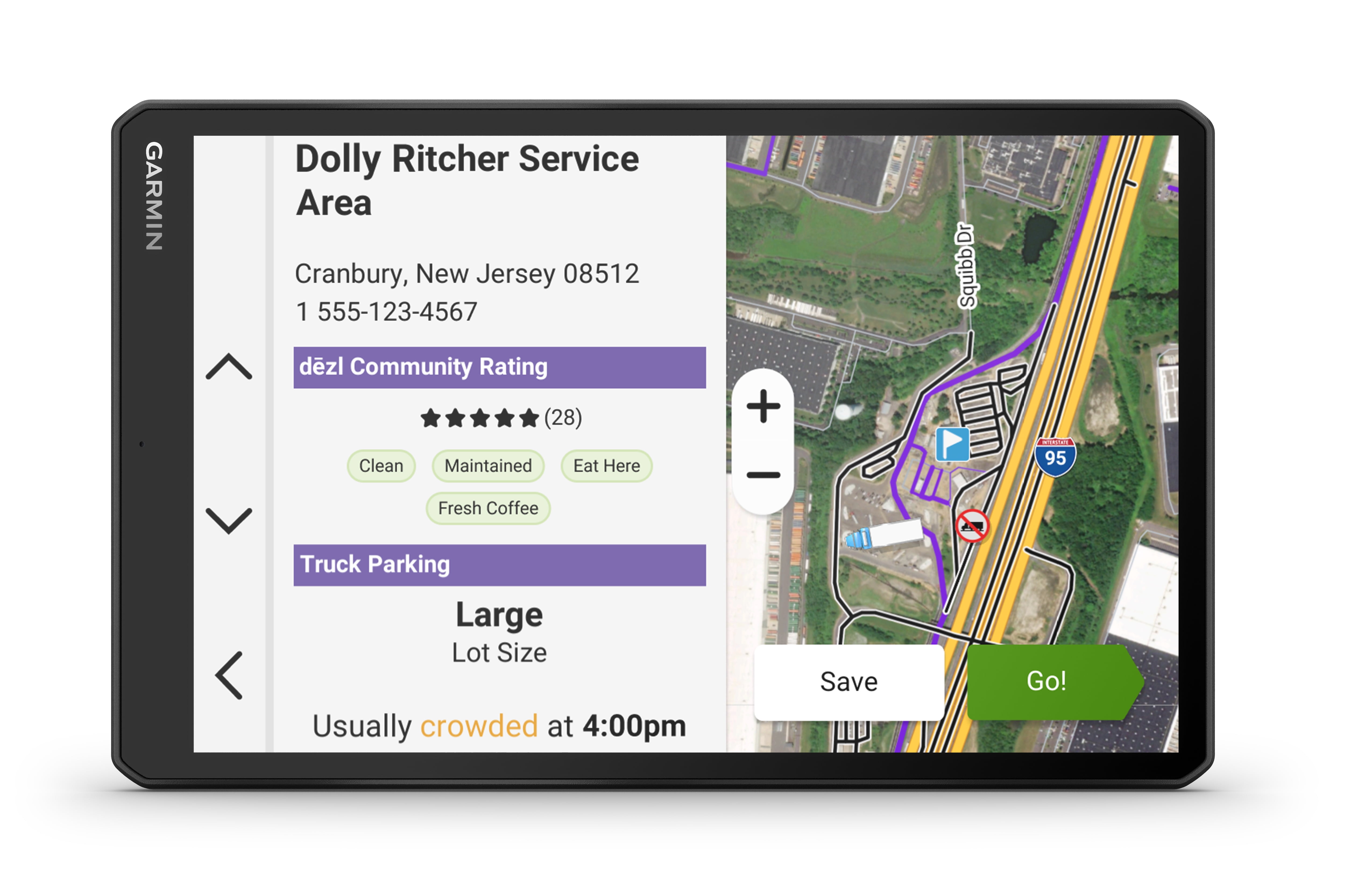 Garmin dēzl™ OTR1020, Extra-Large High-Res 10” GPS Truck Navigator, Custom Truck Routing, Satellite Imagery, Wind Speed, Community-Shared Loading Docks, Dual-Orientation Display