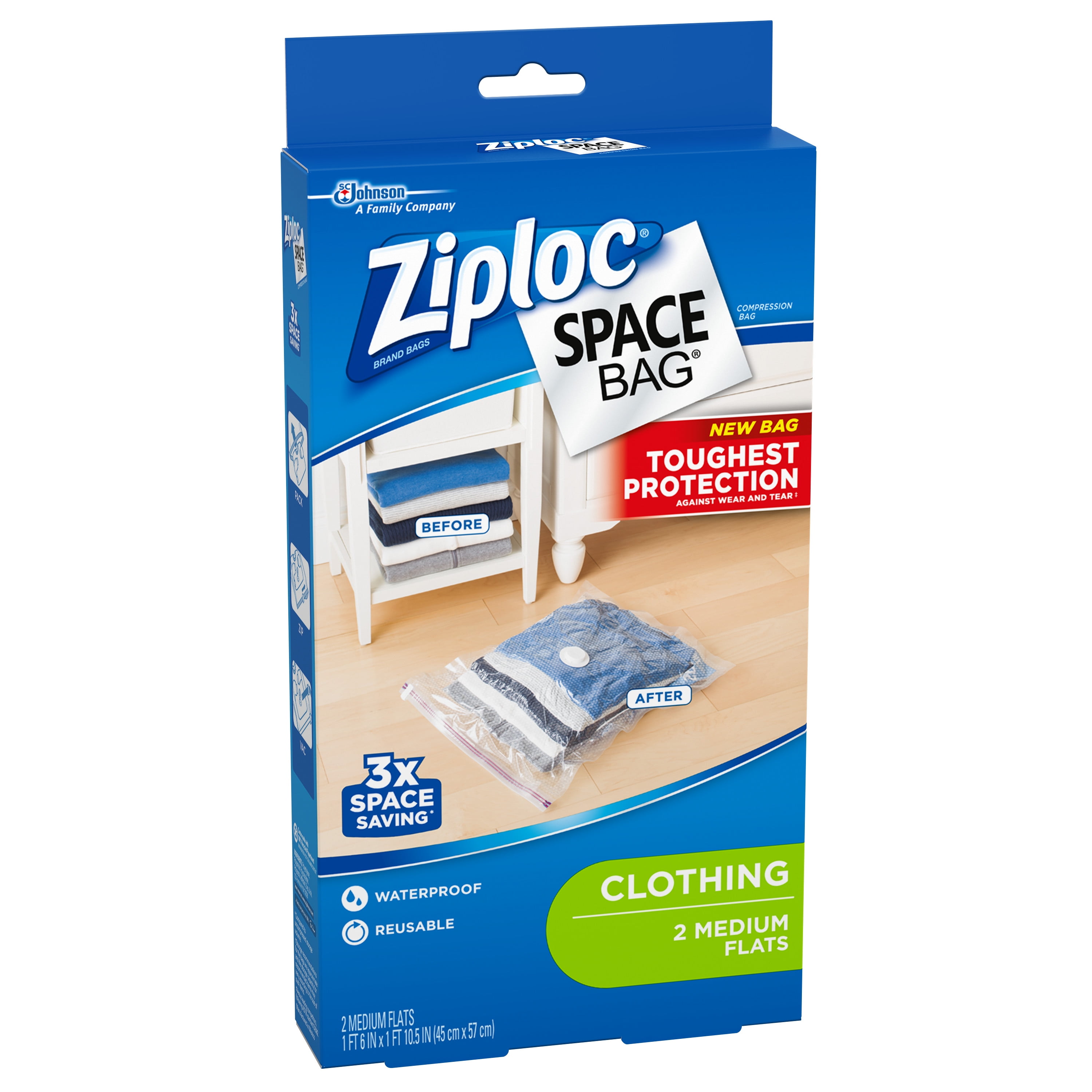 Ziploc Space Bag 2 count Medium Flat Bag Walmart