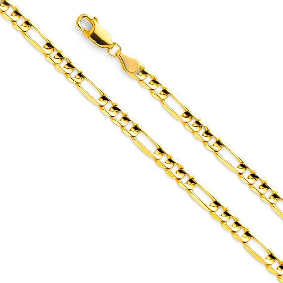 Solid 14k Yellow Gold 4.6MM Figaro Chain Necklace - 24 Inches