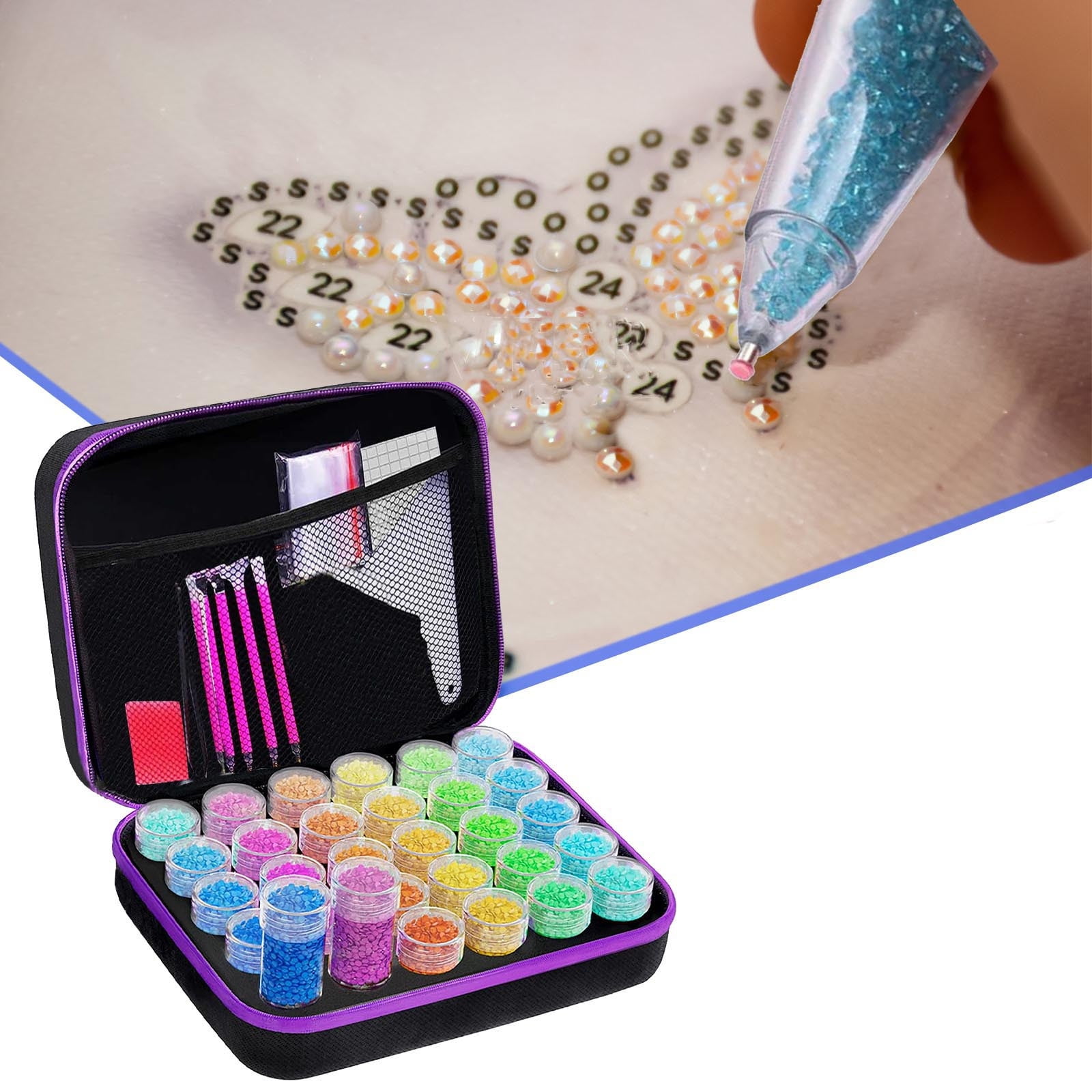 Weloille 60 Compartments Bottle 120 Bottles Storage Container for Diamond Art Kits,Portable Bead Storage Boxes for Diamond Painting Accessories and Tools