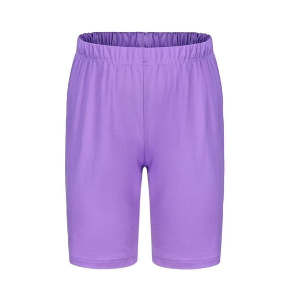 Likimi Childre Girls Shorts Summer Sports Elastic Waist Solid Color Slim Fit Breathable Shorts Purple Size 11-12 Years