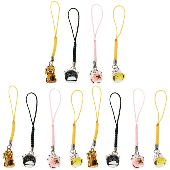 BERTDOMD 12 Pcs Cat Keychain Set, Lucky Cat Key , Hanging Ornaments for Bags, Keys, and