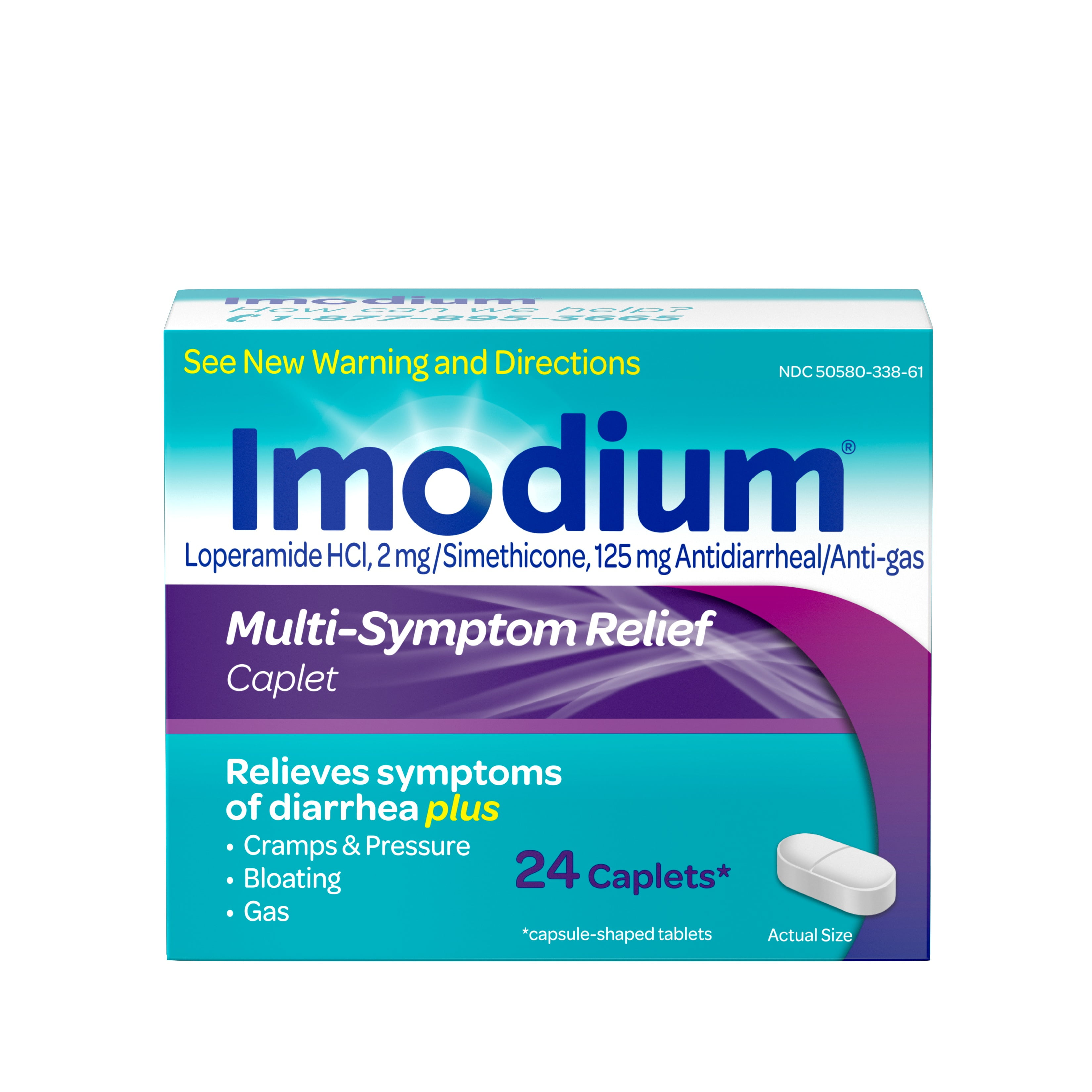 Imodium MultiSymptom Relief AntiDiarrheal Medicine Caplets, 24 ct