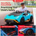 thumbnail image 4 of Gyrocopters Lamborghini Licensed 2 Seater Kids Ride on Car | 12V Electric Vehicle with Stories, Music | Powered Ride on Car for Kids with Parental Remote Control, LED Lights | Blue, 4 of 8