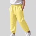 thumbnail image 2 of kpoplk Boys Cargo Pants Cotton Casual Pants Elastic Waist Hiking School Uniform Sweatpants Joggers(Yellow,1-2 Y), 2 of 9