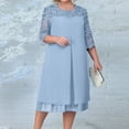 thumbnail image 2 of IDOPIP Plus Size Cocktail Dress for Curvy Women 1/2 Sleeve Floral Embroidery Wedding Guest Dress, 2 of 4