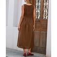 thumbnail image 4 of Vestido midi YEXPINE a rayas sin mangas en A con bolsillos, 4 of 7