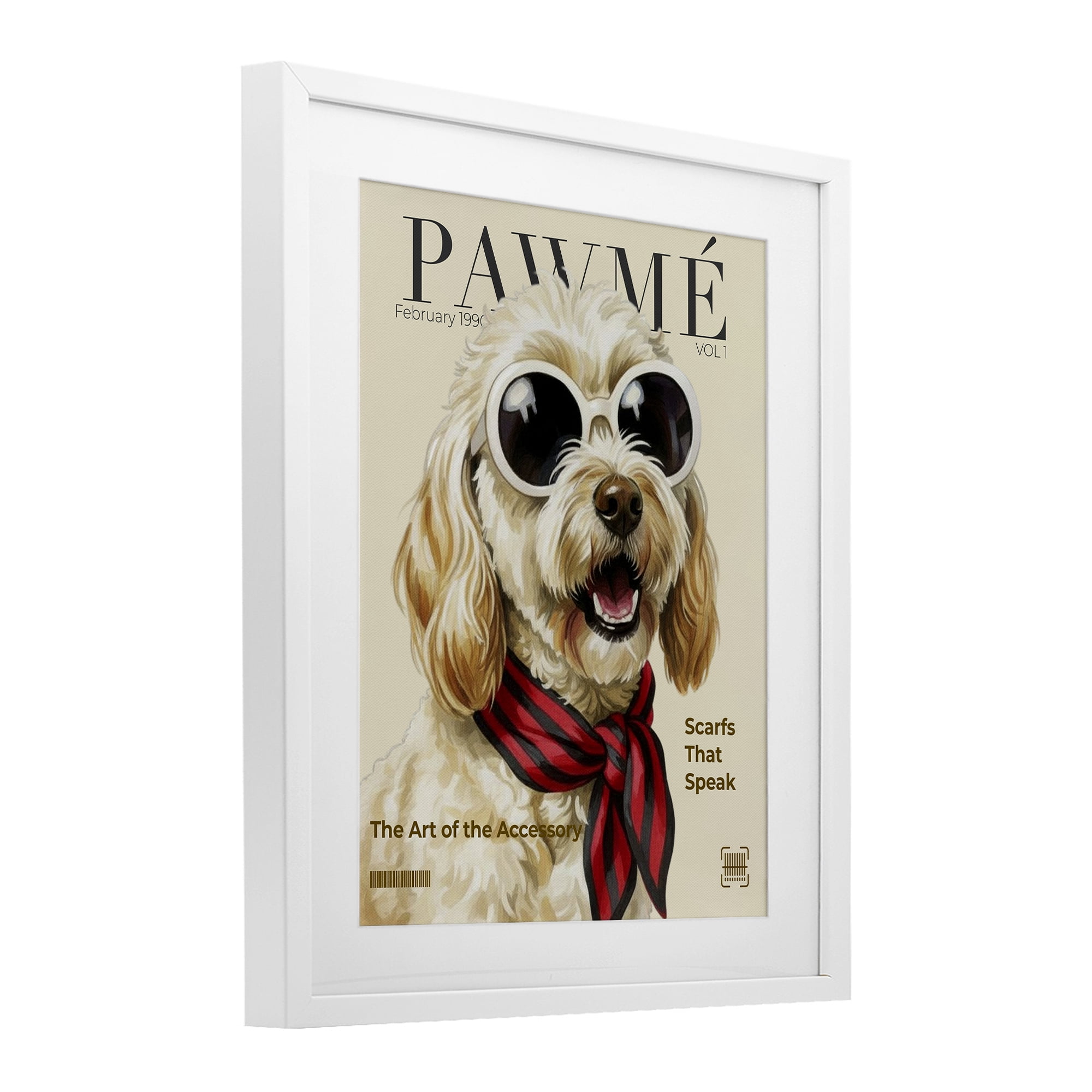Stupell Industries Pawme Dog Fashion Magazine White Framed Print Under Glass, design by A Barefoot Stylist
