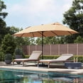 thumbnail image 7 of BELLEZE 15 Ft Extra Large Outdoor Market Patio Umbrella Double-Sided Design with Crank, Umbrella Base Included, Tan, 7 of 7
