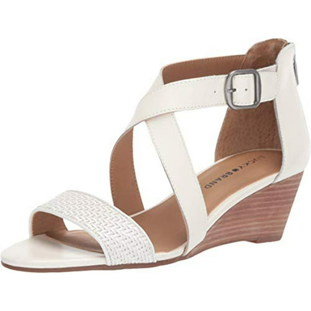 Lucky - Lucky Brand Women's Jenley2 Leather Open Toe Memory Foam Wedge ...