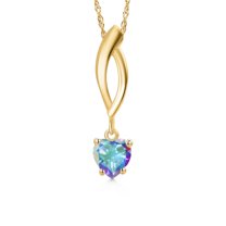 Gem Stone King 10K Yellow Gold Mercury Mist Mystic Topaz Pendant Necklace for Women | 0.56 Cttw | Gemstone November Birthstone | Heart Shape 5MM | With 18 inch Chain