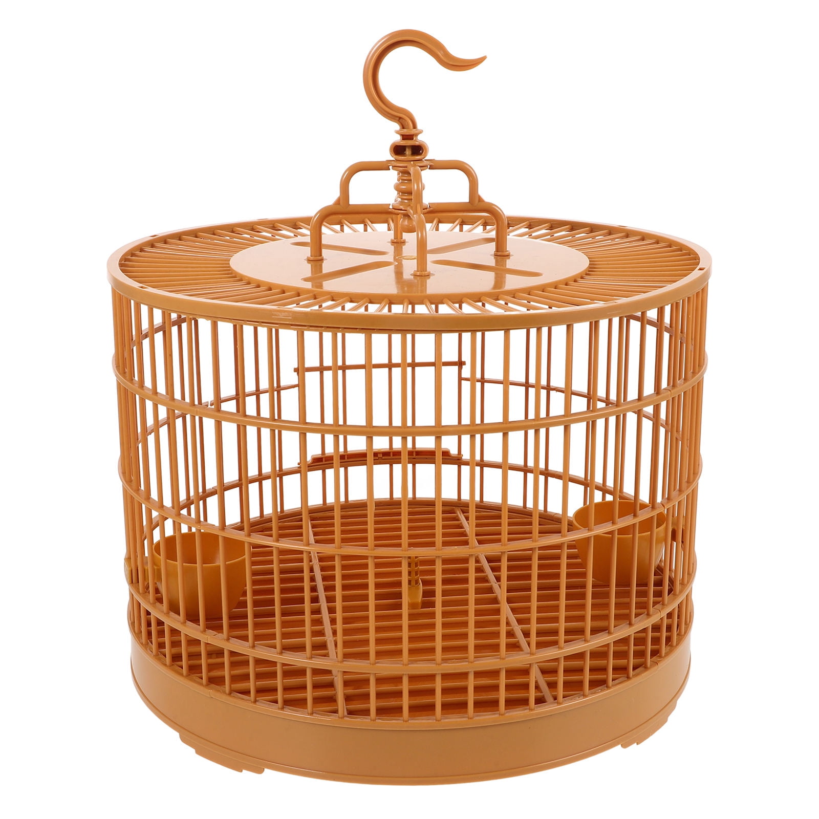 FOMIYES Vintage Style Yellow Round Bird Cage Decorative Hanging Cage for Home Use