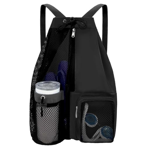 Beach Backpack with Wet Pocket Drawstring Mesh Beach Bag Waterproof Swimming Pool Backpack for Men and Women