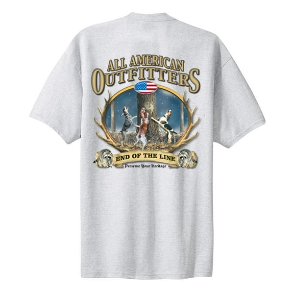 End of the Line Coon Hunting T-shirt Coonhound Hound Dog Hunter Southern Rifle Outdoors Raccoon-LTG-L Light Grey