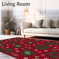 thumbnail image 2 of ODIKA 4'x6' Machine Washable Non-Slip Area Rug, Joyful Celebration Elegant Pinecone Wreath Trio High Traffic Rug with Pad, Red, 621805, 2 of 8