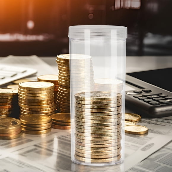 FUTUREORYY 6Ud Transparentes Para Almacenamiento De Monedas Con Tapa Sellada Y Claro