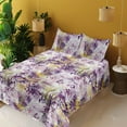 thumbnail image 2 of Ambesonne Floral Fitted & Flat Sheet with Shams 4 Pcs Set, Wild Flowers Scene Print, Calking, Purple Mustard and Lime Green, 2 of 5