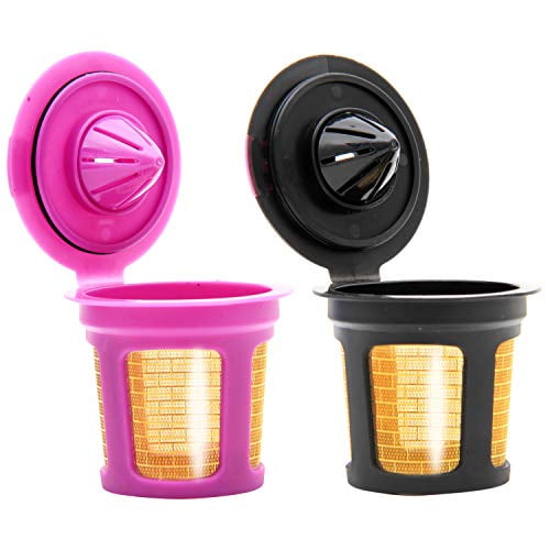 Youngever 2 Pack 24K Gold Reusable K Cups Keurig Coffee Filter Eco Friendly Reusable Refillable Single Cup Coffee Pod Reusable Keurig Cups Filters for Keurig 2.0 & 1.0 Brewers Universal Fit 