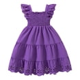 thumbnail image 5 of Vdoaml Little Girls Flutter Sleeve Midi Dress Kids Hollowed Out Flowy Sundress Children Summer Casual Dresses 6-7 Years Purple, 5 of 5