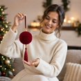 thumbnail image 7 of DefiDgd 3.15inch Christmas Flocked Ball with Tassel Adorned,Embossed Velvet Hanging Ball Decor for Christmas Tree Wall Window Wedding Holiday Party Home Ornament(E), 7 of 7
