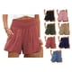 thumbnail image 4 of Pantalones cortos de verano para mujer, pantalones cortos fruncidos con cintura elástica y bolsillo para correr, Fitness, rojo ladrillo XL, 4 of 6