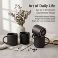 thumbnail image 5 of Onader 4-Pieces Coffee Mugs Set, Water Cups with Large Handle, 12 oz Ceramic Mugs Suitable for Tea Milk Latte, Stain-Resistant & Microwave Safe, Matte Black, 5 of 8