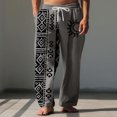 thumbnail image 1 of Pantalones largos para hombre, cintura elástica, transpirables, cómodos, suaves, informales, de playa, de poliéster., 1 of 5