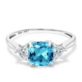 thumbnail image 2 of Gem Stone King 10K White Gold Swiss Blue Topaz and Lab Grown Diamond Engagement Ring for Women | 2.29 Cttw | Cushion 7MM | Gemstone November Birthstone | Size 5, 2 of 6