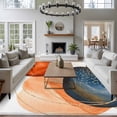 thumbnail image 3 of 8x10 Area Rugs for Living Room, Boho Geometric Non Slip Area Rugs for Kitchen Bedroom Entryway, Orange Blue Abstract Patterned Gold Stripes Washable Carpet Runner Rug Floor Mats for Bedroom, 3 of 8