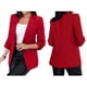 thumbnail image 2 of Blazer de Larga para Mujer, Informal, de Negocios, con Abertura Frontal, para Trabajo y Oficina. Rojo L, 2 of 6