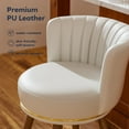thumbnail image 4 of Ninecer Counter Height Bar Stools Set of 2, 26 Inch Swivel PU Leather Bar Chairs with Back and Footrest, Round Low Back Barstools for Kitchen Island Dining Room, White, 4 of 7
