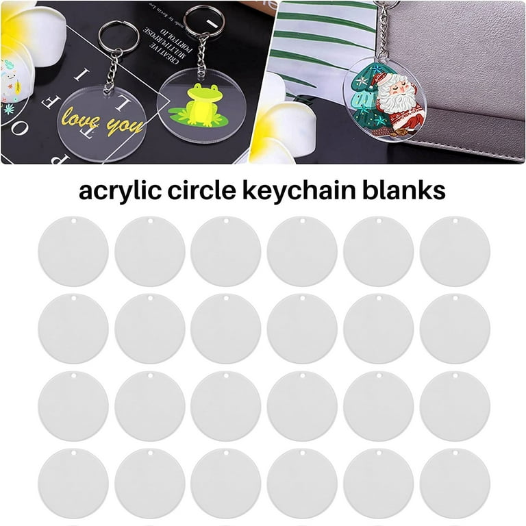 150Pcs Acrylic Blank with Rings for Vinyl, Clear Key Chains Acrylic Blanks  for and Project