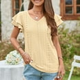 thumbnail image 4 of Bigersell Womens Tunic Fashion Women's Summer V-Neck Solid Short Sleeve Tops Blouse Regular Pullover Sweetheart Short Sleeve Business Casual Tops Style B29250, Yellow XXL, 4 of 6