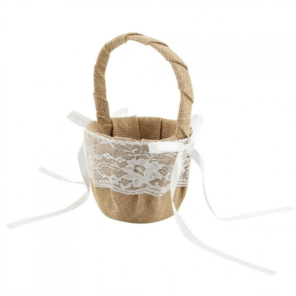 Canasta de flores blancas Sincero para bodas material lino algodón encaje