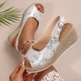 thumbnail image 5 of Wedges Shoes for Women Open Toe Ankle Strap Platform Dressy Casual Sandals Travel Slides White 9.5(43), 5 of 9
