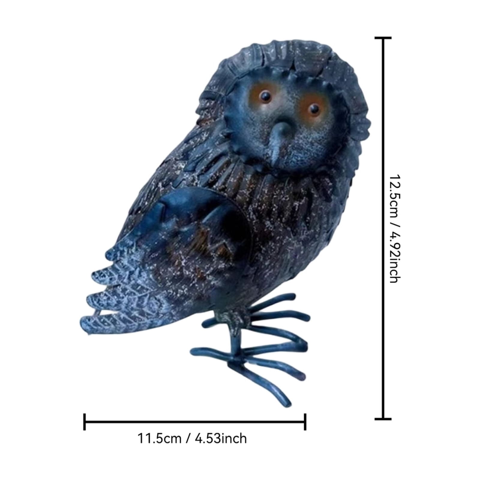Garden Owl Sculptures & Statues, Standing Metal Bird Yard Art Sculpture for Patio Backyard Pond Outdoor Decorations (Brown)