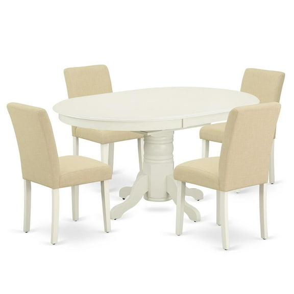 East West Furniture Dining Room Set Linen White, AVAB5-LWH-02