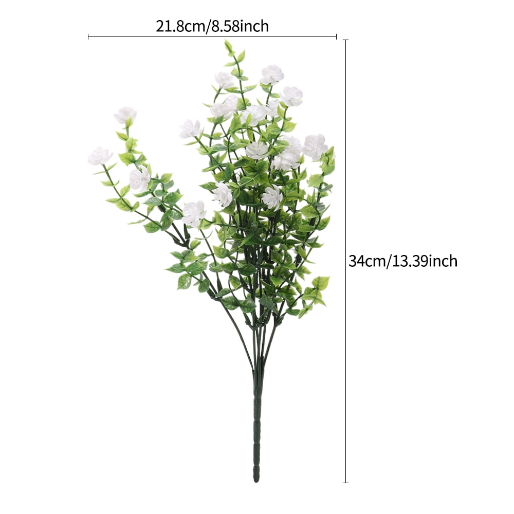 20 Bundles White Fake Outdoor Flowers Fake Plants UV Resistant, Faux Flowers for Home Garden Party Decor