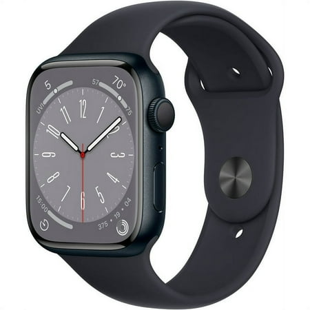 Pre-Owned Apple Watch Series 8 (GPS) 45mm Aluminum Case, Midnight (S/M) (Refurbished: Like New)
