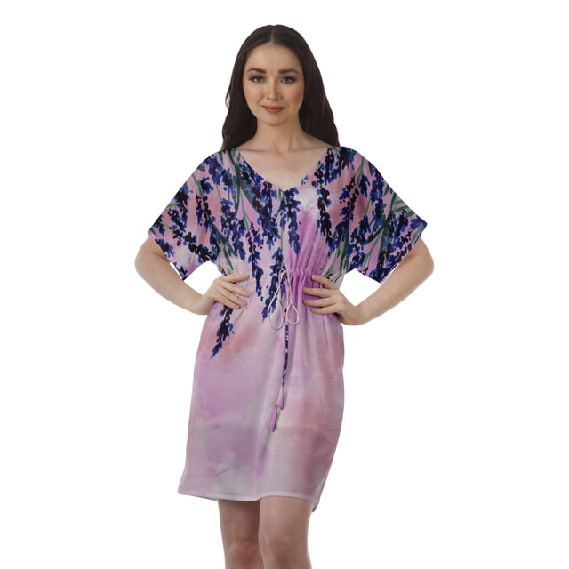 Moomaya Robes Modestiques pour Femmes Robe Imprimée Shorts Femmes Col en V Tenue Décontractée
